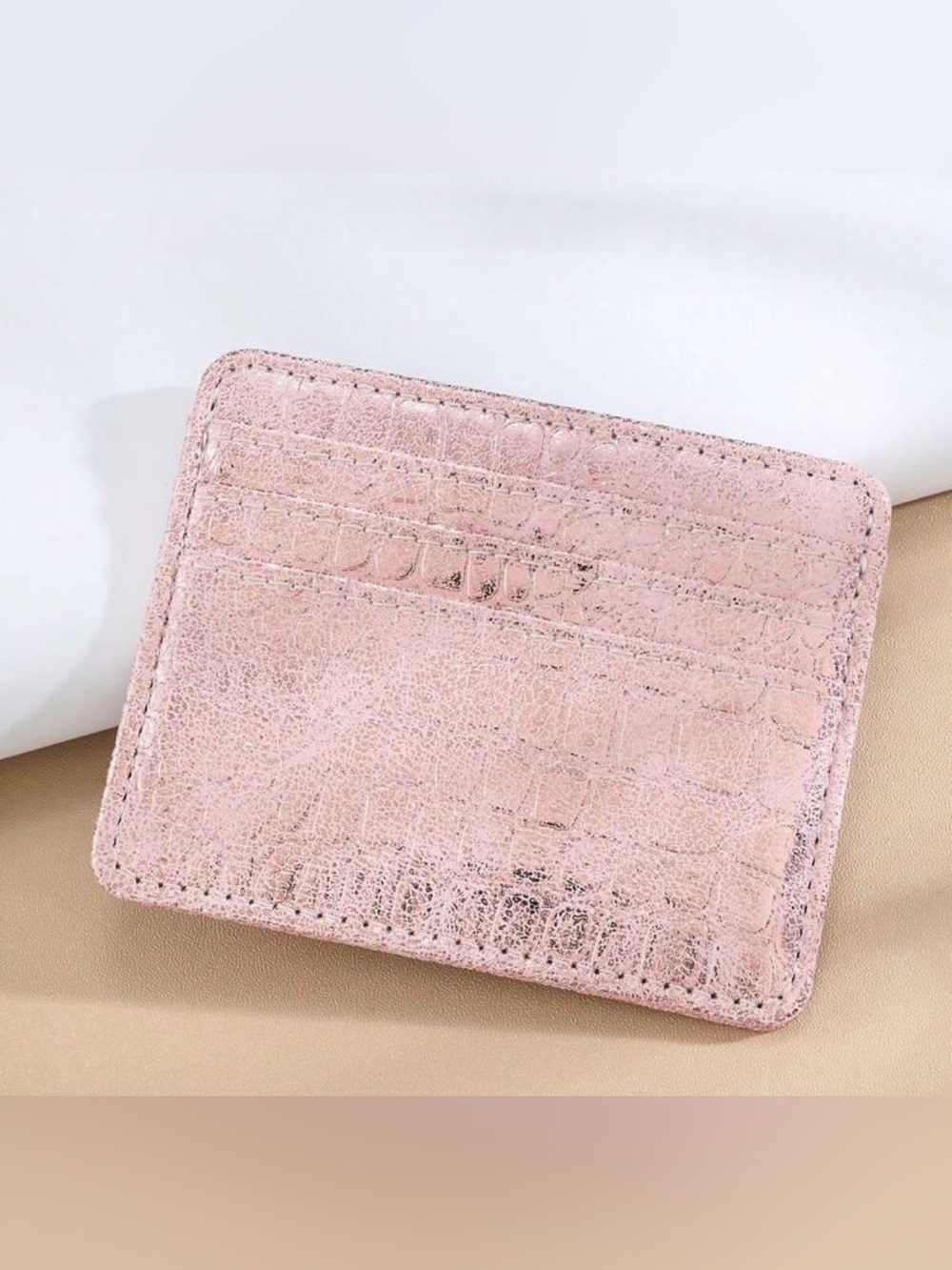 NWOT Pink Crocodile Multi Card Slots/Card Holder - Picture 2 of 3
